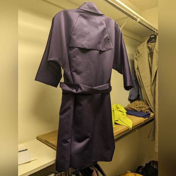 Simply Vera Vera Wang dark purple satin belted trench coat size XS - Picture 3 of 3